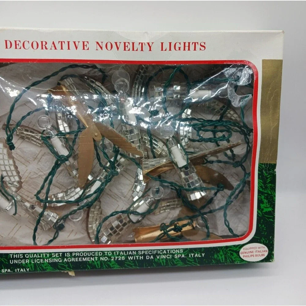 VTG Santa's World Novelty Angel Hanging Christmas Lights Mirrored Disco Acrylic